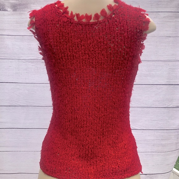 Gianni Ferrante 100% Silk Red Knit Sleeveless Top RARE Small - Picture 6 of 13